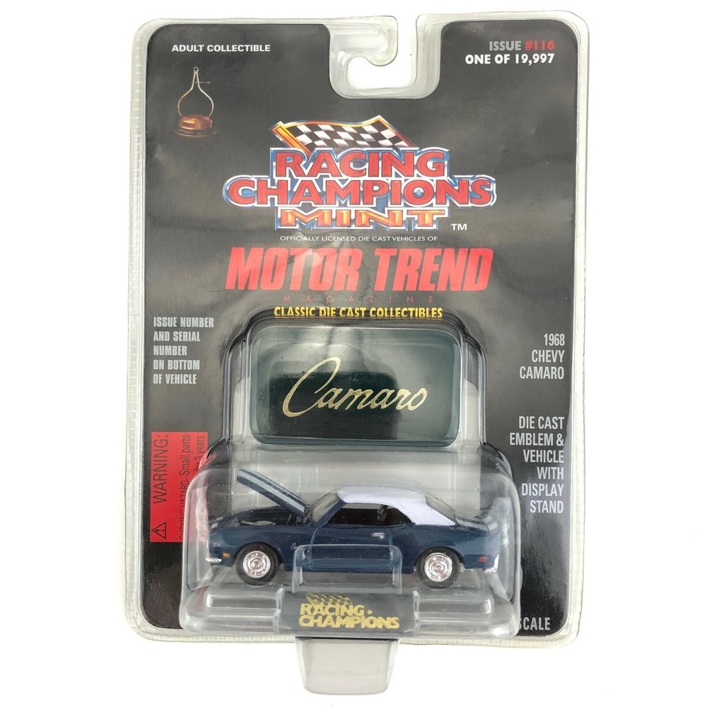 Racing Champions Mint 1968 68 Chevy Chevrolet Camaro Blue Car Diecast 1/56 Scale